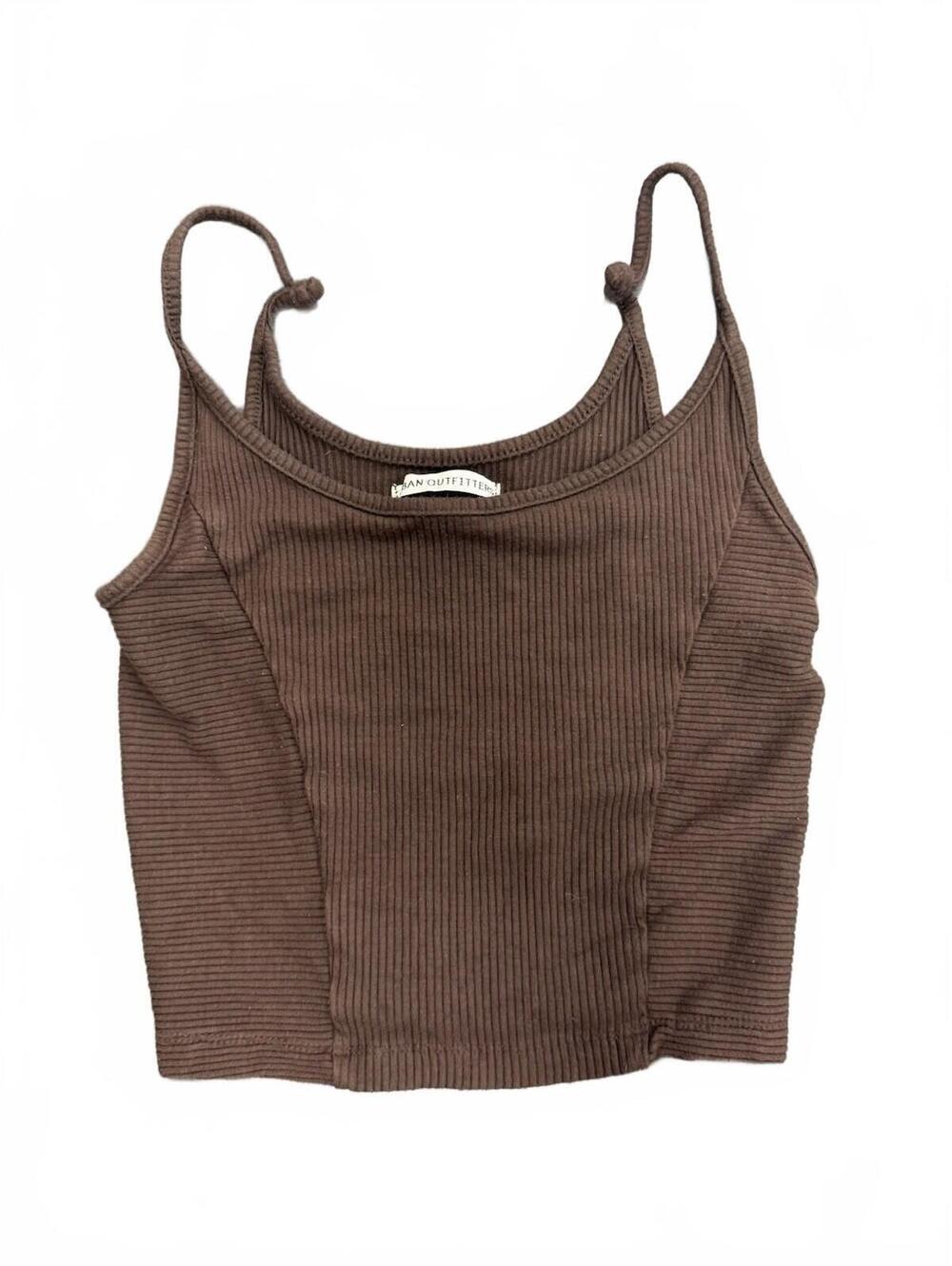 Urban Outfitters Women's Brown Cabana Ribbed Cropped Cami, Size S
